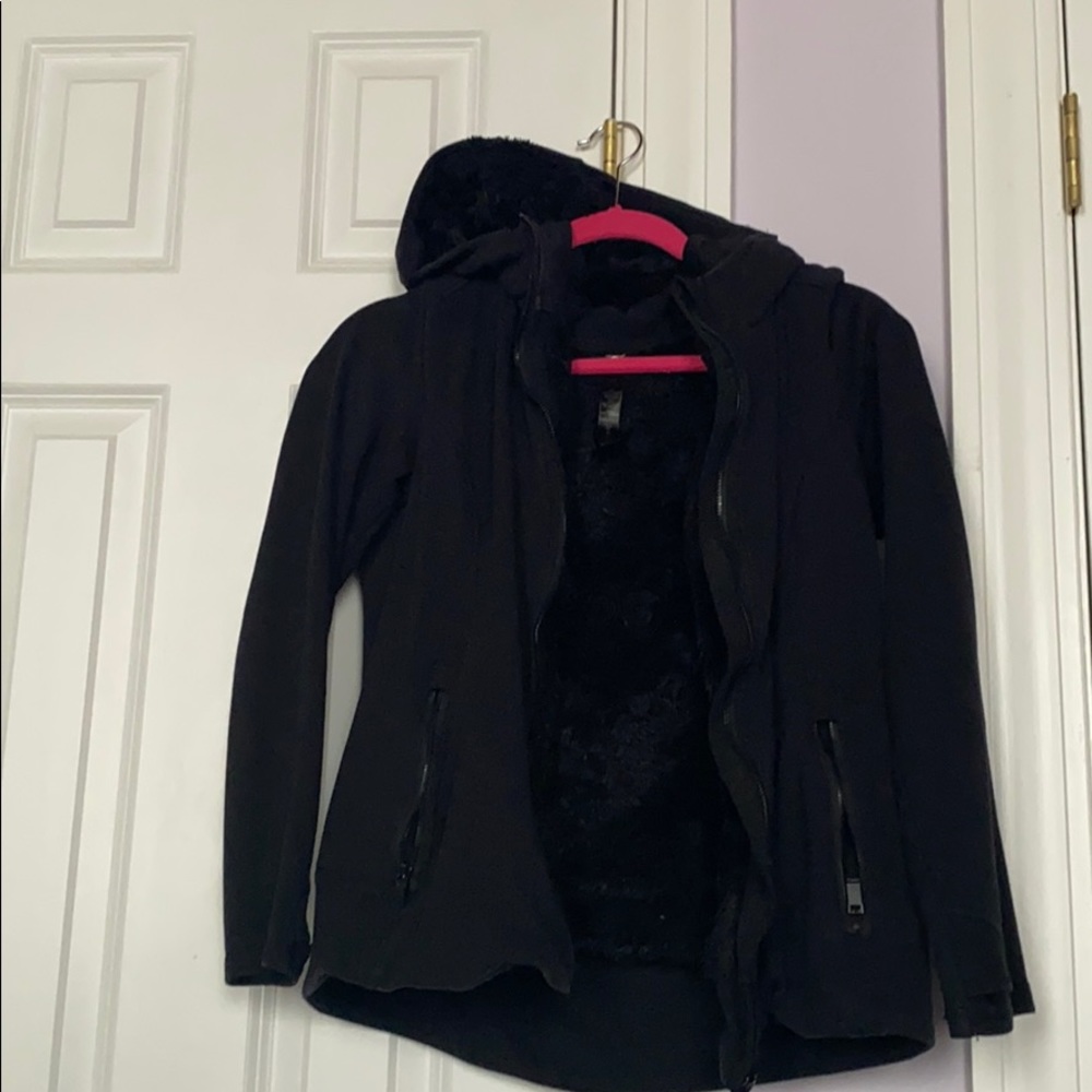 Faux fur lined zip up hoodie